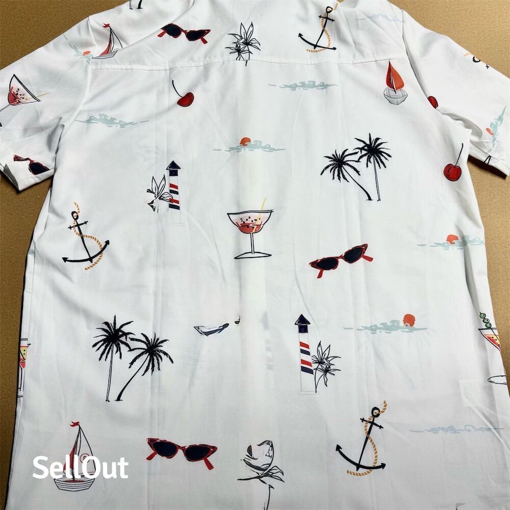 SHEIN  Men's XL Graphic Print Short Sleeve Button-Up Casual Shirt